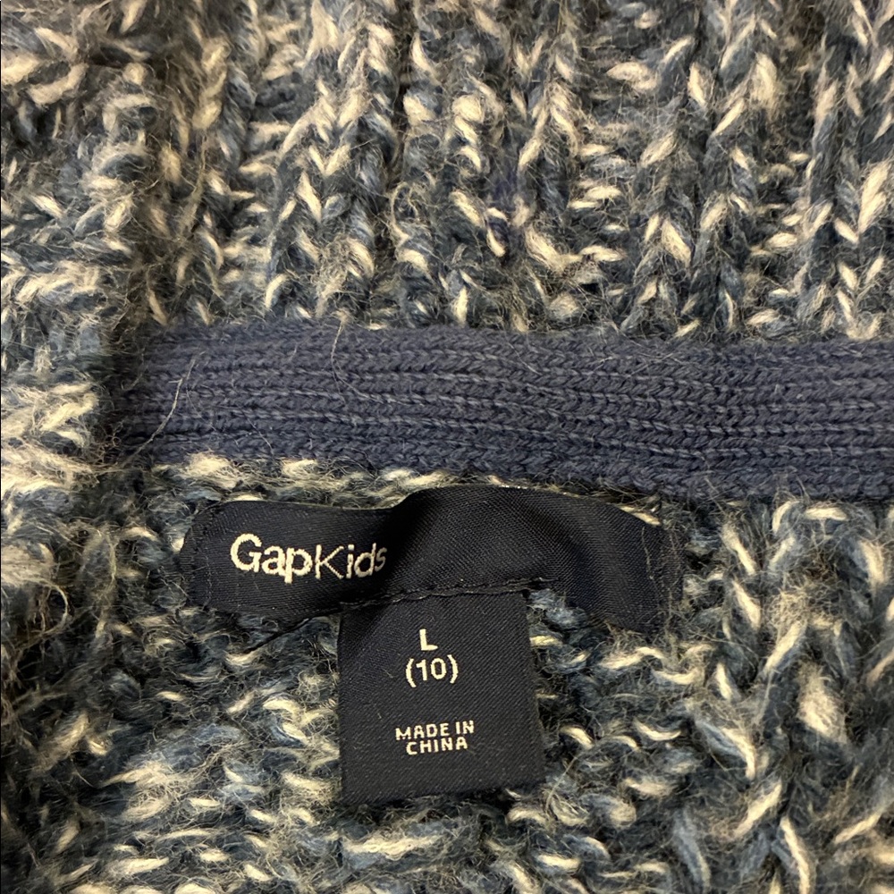 GAP Kids Heathered Blue Cardigan with knitted belt. - Picture 3 of 7